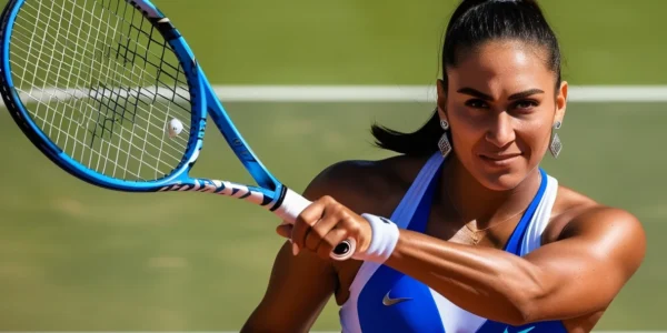 Diana Shnaider, young tennis star, competing on the tennis court with focus and energy